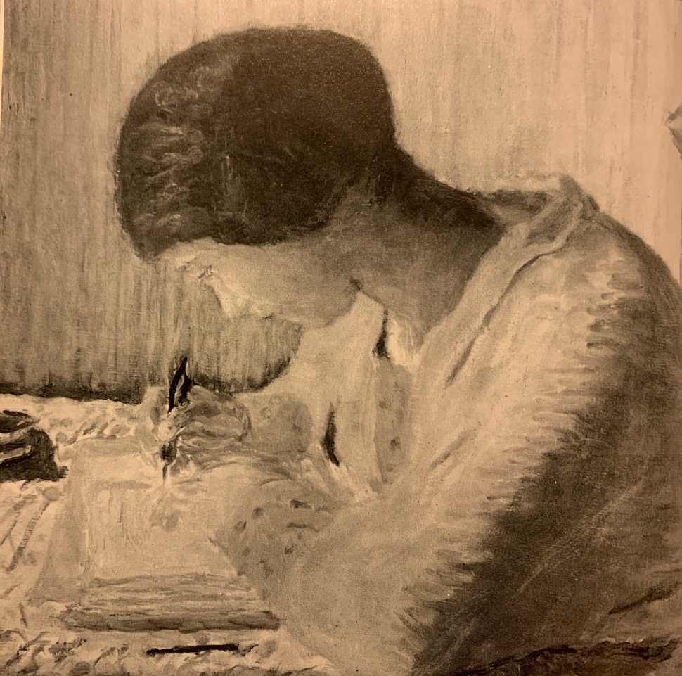 Jeune femme écrivant au XIXè