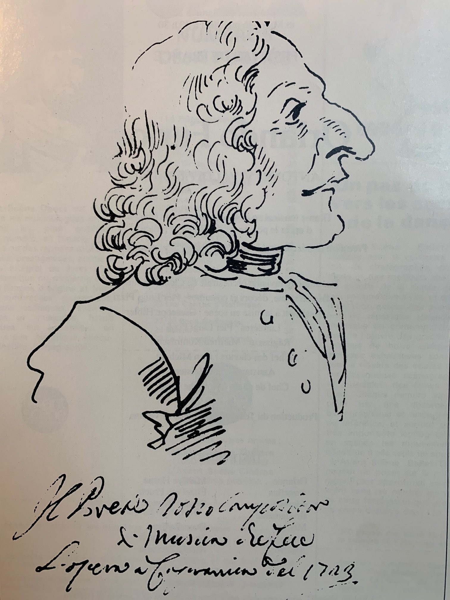 Antonio Vivaldi dit « le prêtre roux « de Venise - Caricature de Pier Leone Ghezzi 
