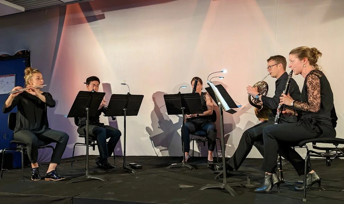 Le Quintette à vents. De gauche à droite : Mélisande Daudet, flûte, Chi-Yuen Cheng, hautbois, Mylène Poulard, basson, Benoît Hui, cor, Floriane Tardy, clarinette – Photo Classictoulouse –