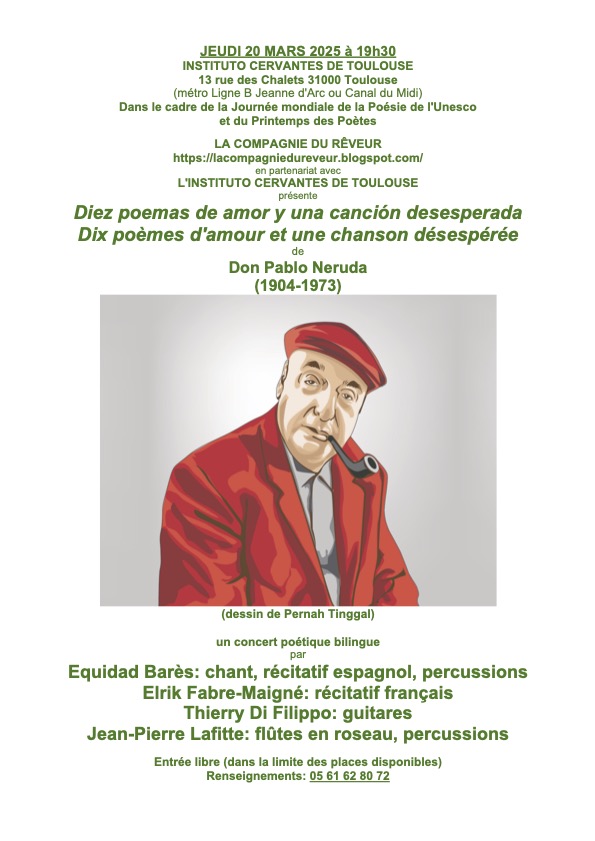 Affiche spectacle Neruda Cervantes Toulouse