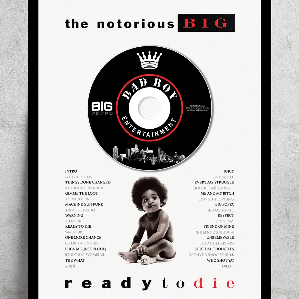 Couverture de l'album "Ready To Die" de The notorious big - source : Printerval