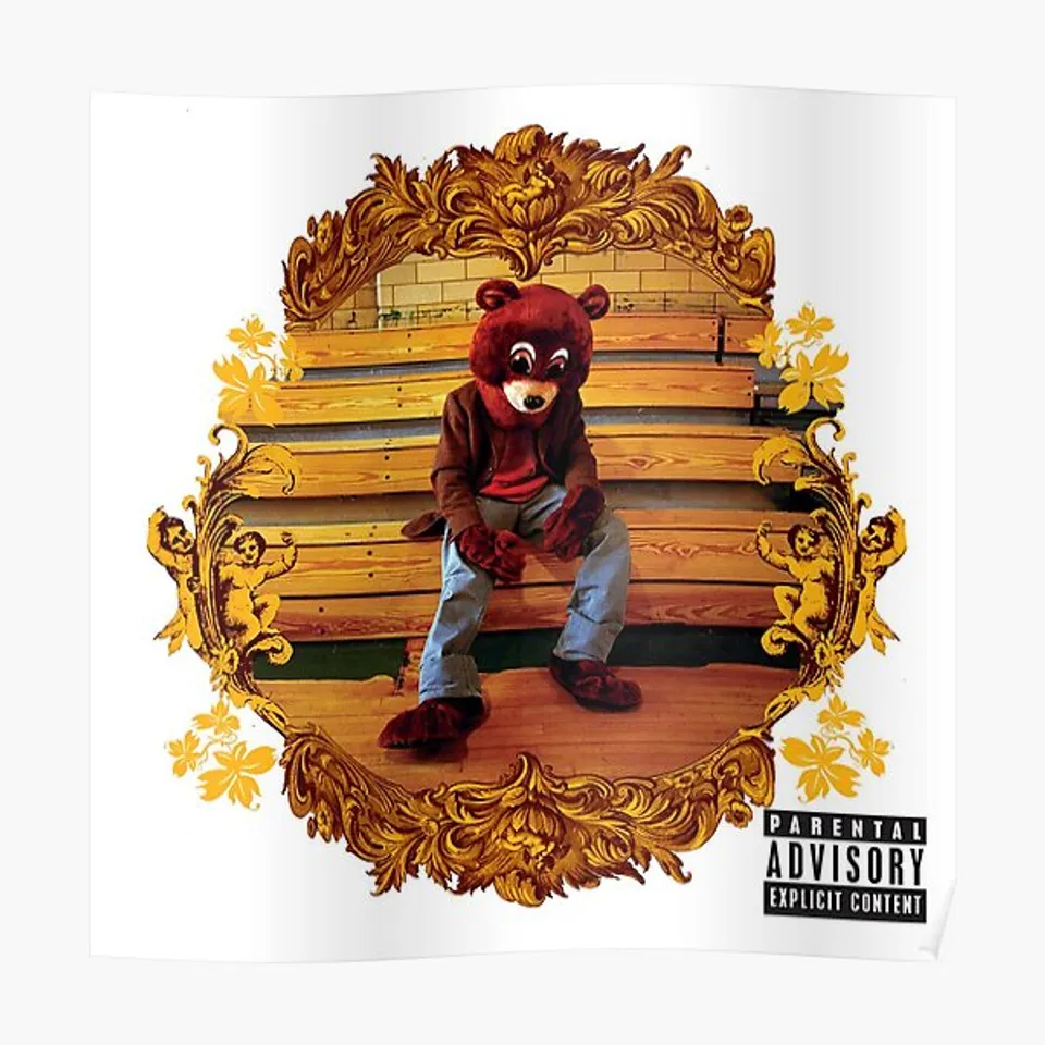 Couverture du premier album studio solo de Kanye West : The College Dropout - Source : Printerval