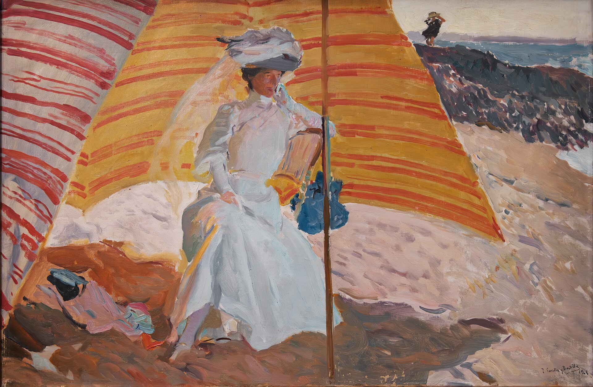 (Sorolla Museum) Clotilde Under The Awning Biarritz 1906 Inv MS 774