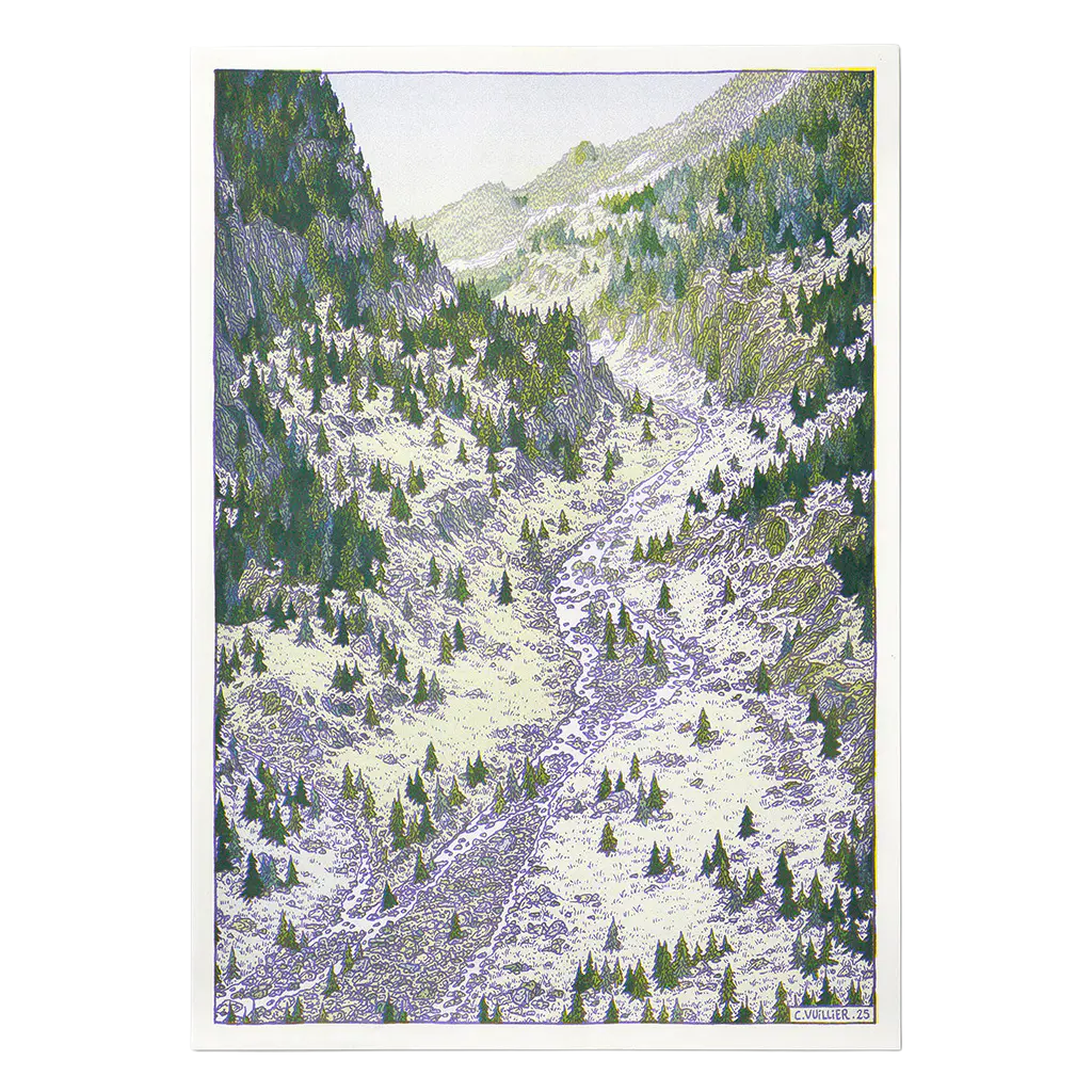 RISOGRAPHIE LE TORRENT DE LA MONTAGNE Jpg